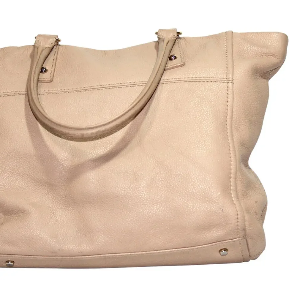 Kate Spade NY Beige Pebbled Leather Tote Satchel